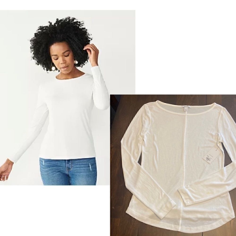 NWT Women's Small Nine West Essential Soft-Spun Long Sleeve Crewneck Tee